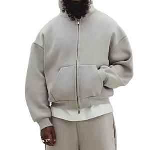 Sweat à capuche zippé Boxy en coton personnalisé de haute qualité Sweats à capuche épais à double fermeture éclair Sweat à capuche homme personnalisé - Product Image 5