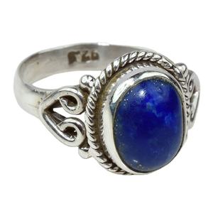 Jolies bagues en argent Sterling 925 Lapis à lunette bleue de forme ovale, vendeuse et grossiste, bijoux en argent de mode indienne - Product Image 1