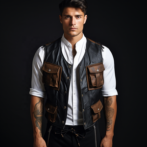 Gilet en cuir pour hommes de qualité supérieure avec design et logo personnalisés Gilet en cuir de motard classique coupe-vent pour hommes à vendre - Product Image 5