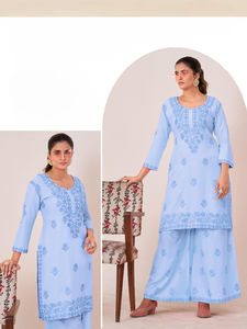 Tela: 14 kg de rayón con trabajo, trabajo superior, trabajo Plazzo, largo del top 40, largo del Plazzo 38 - Product Image 4