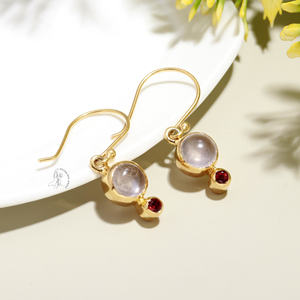 Bijoux de luxe personnalisés mode Quartz rose naturel pierres précieuses solide 925 argent Sterling crochet boucles d'oreilles accessoire pour femmes fille - Product Image 4