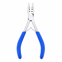 MANAN INSTRUMENTS Pince à extensions capillaires pour micro-anneaux et nano-perles, outil de sertissage professionnel, manche bleu, acier inoxydable, modèle salon
