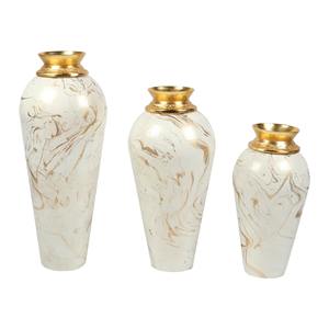 Juego de Jarrones Metálicos Modernos de Estilo Mármol Blanco con Detalles Dorados, Perfectos para Interiores Minimalistas de Lujo y Temas de Decoración del Hogar Refinados - Product Image 5