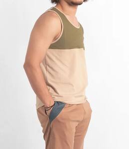 Camiseta sin mangas de algodón 100% de alta calidad para hombre, ropa informal de moda de verano a bajo precio, diseño de punto transpirable, cuello redondo, dos tonos de Color - Product Image 3