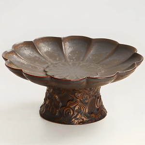 Top classe qualité Vintage laiton chocolat plateau de service métal verre maison plateau inspiré océan prix de gros plateau décoratif - Product Image 3