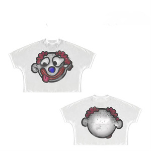 Womens crop <b>top</b> t shirt premium 180 GSM cotton soft breathable white <b>graffiti</b> clown print custom DTG Breathable Crop <b>Top</b> Shirt - Product Image 1