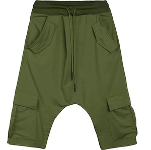 Pantalones Cortos Deportivos Casuales de Algodón 100% de Color Sólido, Holgados, Antiarrugas, con Cierre de Cordón, para Gimnasio - Product Image 1