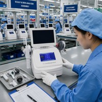 Harga Pabrik Alat Analisa Kulit & Kulit Kepala Portabel 7-in-1 dengan Sistem Deteksi Kamera HD 200X untuk Kepala & Wajah