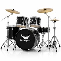 Bullfighter DW11 Black 5-Piece Drum Set 3 B8 Brass Cymbals Maple Birch Laminated Shells