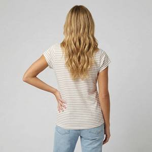 Camiseta Henley de Manga Corta a Rayas, Estilo Marinero, Transpirable e Informal para Mujer, 85% Viscosa, Primavera/Verano - Product Image 2