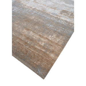 Alfombra Kavi Gris y Negra de Lana y Seda de Bambú Anudada a Mano, Diseño Teoría del Caos, Patrón Abstracto Rectangular para Sala de Estar Juvenil Esk-361 - Product Image 2