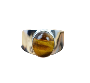 Anillo clásico de plata sólida 925, joyería para mujer, Plata de Ley 925, piedra preciosa de ojo de tigre, estilo bohemio, anillo hecho a mano, Regalo para mamá - Product Image 1