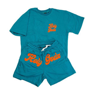 Camiseta de manga corta con cuello redondo personalizada de alta calidad para hombre, pantalones cortos, conjunto doble, ropa informal transpirable para verano, venta al por mayor - Product Image 3