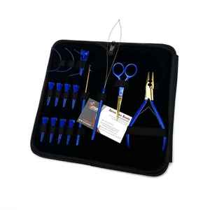 Pince d'extension de cheveux à micro-anneau avec logo personnalisé très vendue trousse à outils chirurgicale de qualité en acier inoxydable bleu plaqué or durable - Product Image 1