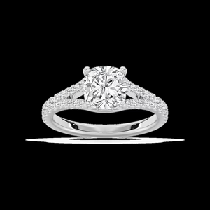 Bague de fiançailles en diamant de laboratoire taille coussin de 2,25 CTW, bande pavée à tige fendue, certifiée IGI, or massif 14 carats - Product Image 1