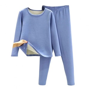 Ensemble de pyjama d'hiver confortable doublé de velours avec pantalon à taille élastique et haut en peluche, sous-vêtements thermiques doux et résistant au froid pour la chaleur - Product Image 1