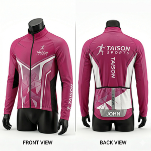 Premium Quality Polyester Spandex Men Cycling Jacket Pink <b>Black</b> Panel Design Breathable Custom Sublimation Logo Jacket for Men - Product Image 1