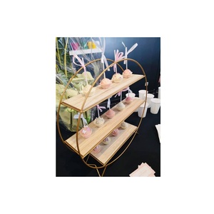 Triple Eco Friendly <b>Wood</b> And Metal Cake <b>Stand</b> With Sustainable Materials Perfect For Earth Conscious Events And Eco Themed Decor - Product Image 1