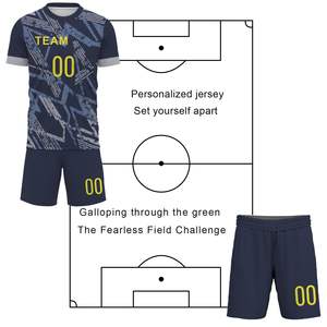 Uniforme de football personnalisé de haute qualité à séchage rapide respirant vêtements de football uniforme de football bleu - Product Image 5