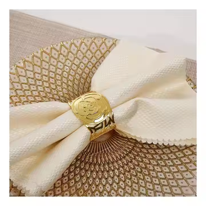 Servilleteros antiguos de acero inoxidable, servilletero de lujo de oro de ciruela decorativo Premium Simple para boda, celebración, comedor, bueno - Product Image 1