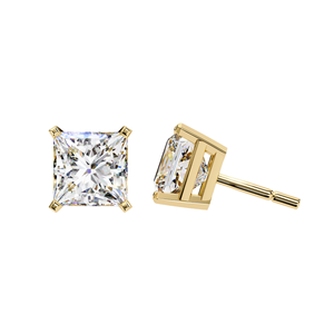 Pendientes de Diamantes de Laboratorio con Corte Princesa de 3 Quilates, 1.50 Quilates Cada Uno, en Oro de 10K, 14K, 18K o Plata 925, Pendientes Solitarios Cuadrados Modernos - Product Image 1