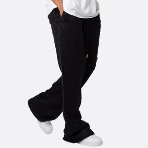 Pantalon pull blanc en mohair pour hommes Pantalon en tricot doux Fuzzy Winter Warm Lounge Bottoms Casual Fashion Streetwear Outfit - Product Image 5