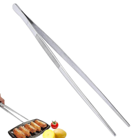 Pince à épiler manuelle Fida en acier inoxydable, 12 pouces, extra longue, à pointe ronde polie, certifiée CE, pour aliments