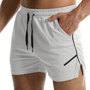 Pantalones cortos de entrenamiento para hombre de algodón ecológicos personalizados con cremallera, pantalones cortos deportivos para correr y entrenar con estilo de estampado informal - Product Image 4