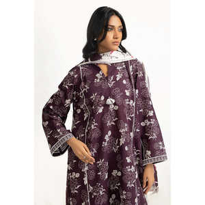 Traje Estampado Khaddar de 3 Piezas Estilo Casual IUSTKSD-1411 - Product Image 4