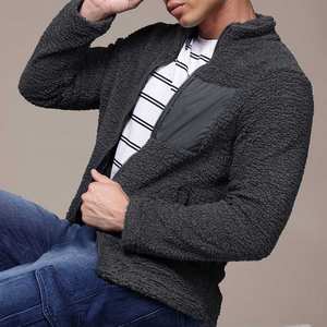 Embossed Printed Solid Color Article <b>Men</b> <b>Sherpa</b> <b>Jacket</b> Unique Look Pullover Regular Fit Best Fleece Hoodie - Product Image 4