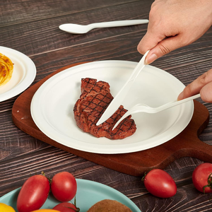 Ensemble de couverts en plastique PS compostable, grande taille, biodégradable, jetables, fourchettes, cuillères, couteaux, robustes, écologiques, pour les fêtes - Product Image 1