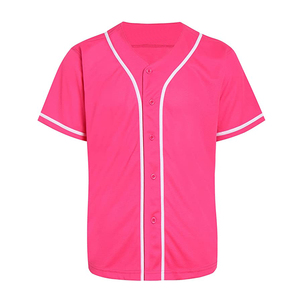Jersey de béisbol liso de Color rosa para mujer, ropa deportiva transpirable, ropa de calle alta, Jersey de béisbol en blanco - Product Image 1