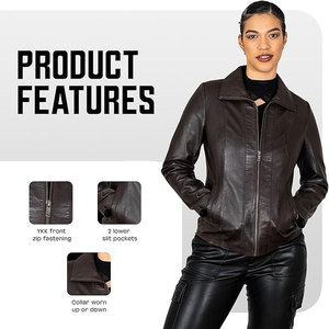 Fabricant en Chine Veste de motard en cuir à col montant d'hiver vintage avec ceinture à glissière de service OEM avec logo à l'avant pour hommes - Product Image 2