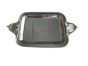 Plateau de service unique en métal poli Vente en gros de l'Inde Nouvelle arrivée Plateau de service en métal fait main - Product Image 2