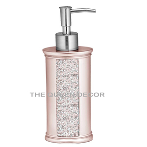 Gobelet en verre gris de luxe avec distributeur de savon au design de fleurs dorées Accessoire de salle de bain décoratif Porte-meuble élégant - Product Image 4