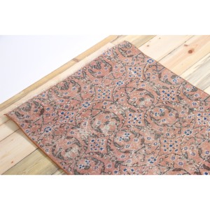 Tapis turc vintage, tapis de 2,5 x 5,7 pieds, tapis marron bleu à motifs floraux - Product Image 5