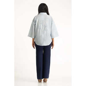 Chemisier décontracté pour femme style western 100 % lin coupe classique vintage ample pour l'automne et le printemps occasions de bureau taille XL - Product Image 3