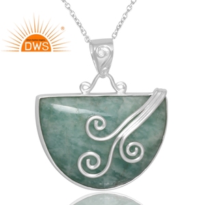 Collar con colgante de amazonita Natural de Plata de Ley 925 de diseño elegante, joyería de diseño personalizado para mujer, regalo para ella - Product Image 4