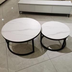 Ensemble de 2 tables basses rondes en métal pour tables de salon, meubles robustes et faciles à assembler avec cadre en métal - Product Image 3