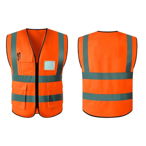 Chaleco DE SEGURIDAD reflectante de alta visibilidad personalizado para hombres Construcción de poliéster con chaleco reflectante de tira plateada - Product Image 1