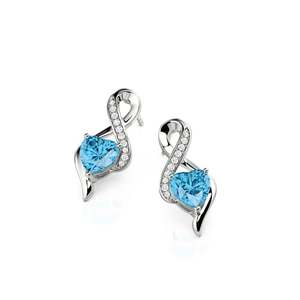 Jeulia Rose Gold Sterling Silver Custom Twist Heart <b>Stud</b> <b>Earrings</b> with Opal Diamond <b>Emerald</b> - Product Image 3