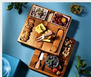 บอร์ดเสิร์ฟไม้สำหรับชีส, จานเสิร์ฟอาหาร, บอร์ดชีสพร้อมชุดช้อนส้อม, บอร์ดชีสที่ขยายได้และใช้ฐานบน - Product Image 4