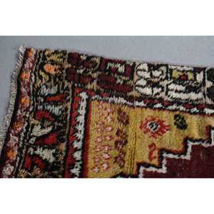 Turkish 3,8x9,7 ft Rug, <b>Runner</b> Vintage Rug, <b>Red</b> Yellow Bordered Rug - Product Image 4