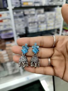 Premium Lightweight <b>Brass</b> Jhumka Earrings for Women Indian Ethnic Jewelry, Intricate Design Festive & Wedding Dangle Earrings - Product Image 4