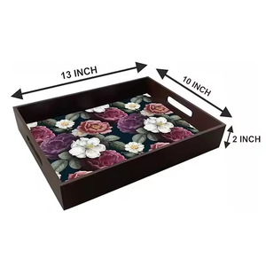 Bandeja grande cuadrada para servir, decoración de mesa (cuadrada de 12 pulgadas), bandejas de uso disponibles al mejor precio, bandeja de madera para servir - Product Image 6