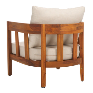 Sillas de comedor de madera de teca maciza con forro de espuma gruesa y tela suave a precio económico. - Product Image 6