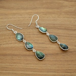 925 Sterling Silver <b>Fine</b> <b>Stud</b> <b>Earrings</b> Faceted Labradorite Gemstone with Natural Rose Gold Gifting for Girls & Women - Product Image 5