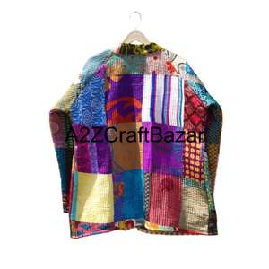 Veste matelassée réversible 100% coton pur, douce, à fermeture ceinture, pour femme, imprimé floral en blocs, style indien bohème, hiver - Product Image 6