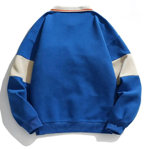 Sweat-shirt à col polo de haute qualité à la mode et à personnaliser les vêtements au-dessus des tailles Color Block Sweat-shirt à manches longues pour hommes - Product Image 2