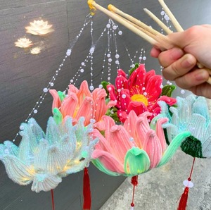 Usine Directe Velours Enveloppé Fil Lotus Fleur Lanterne Creative Suspendus Festival Décoration Fabriqué au Vietnam - Product Image 1